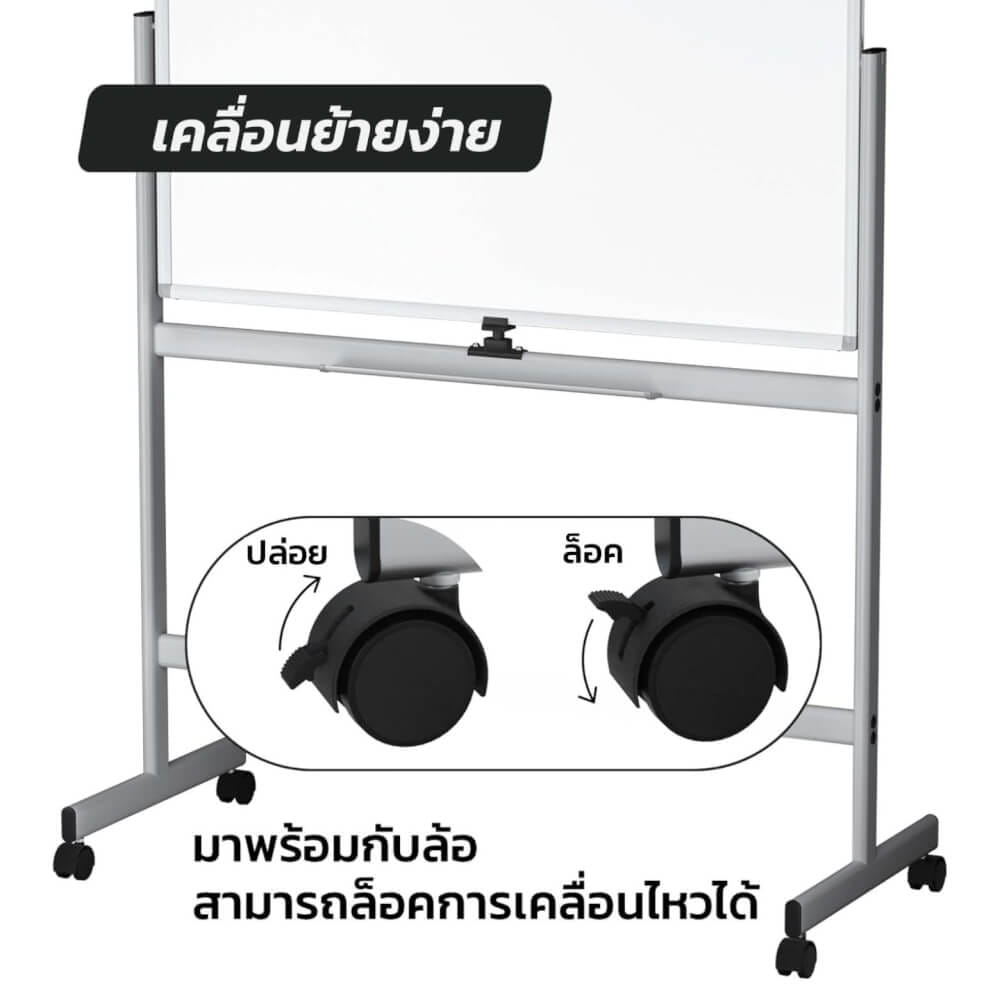 กระดานไวท์บอร์ดขาตั้ง 2 หน้า MEDILA รุ่น WB03-90-120-WH ขนาดกระดาน 90*120 ซม. พลิกกระดานในตัวได้_5